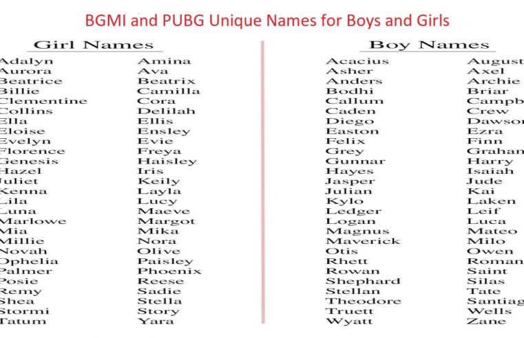 100+ BGMI/PUBG Unique Names for Boy and Girls